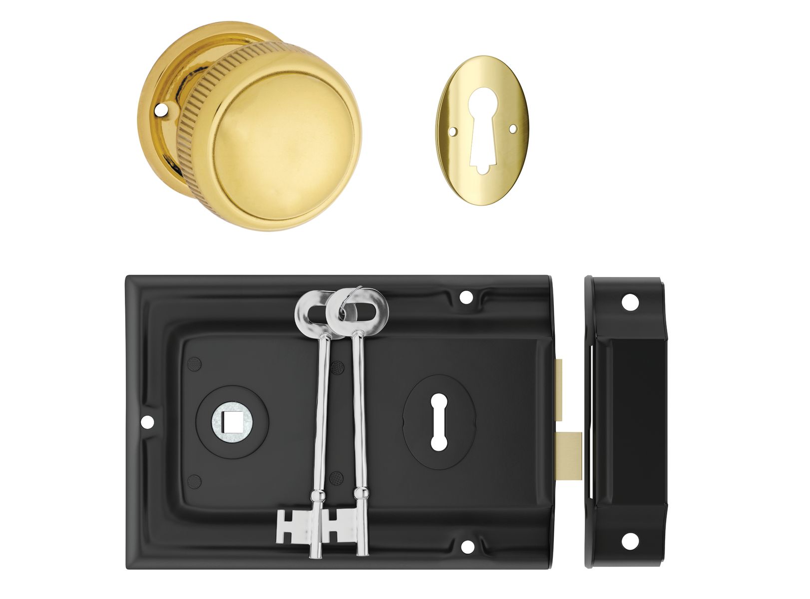 Rim Lock and Milled Edge Knob Passage Set