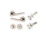 9219KPRIV60 - Baltimore Lever - Round Rose Privacy Kit with Separate Privacy Turn - Satin Nickel - Privacy