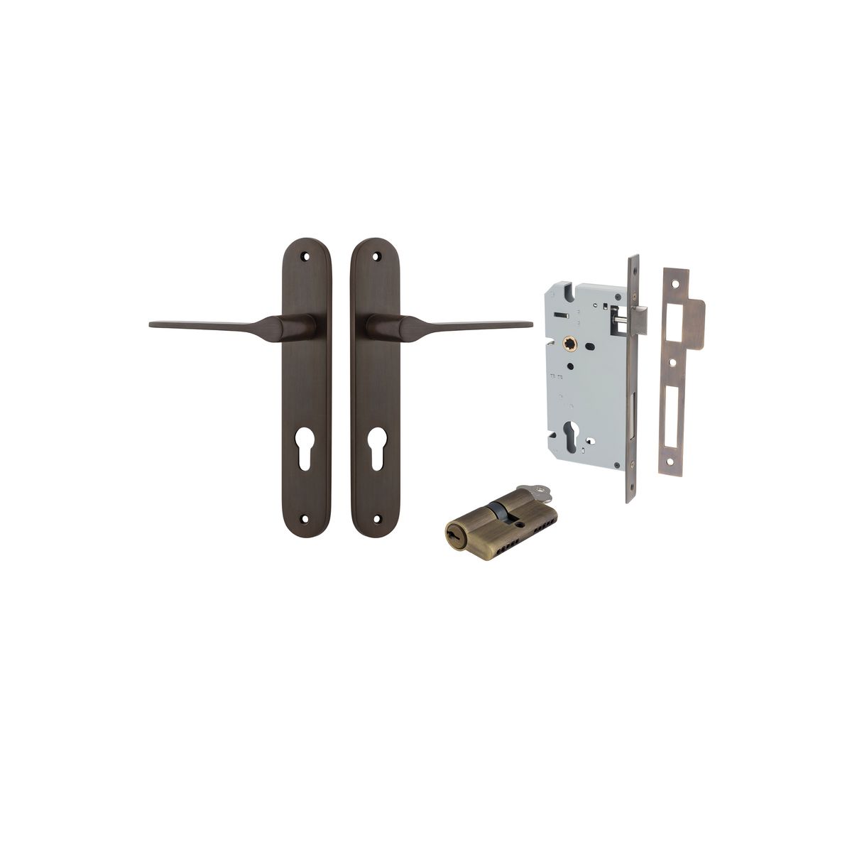 10770KENTR60KK - Como Lever - Oval Backplate Entrance Kit with High Security Lock - Signature Brass - Entrance