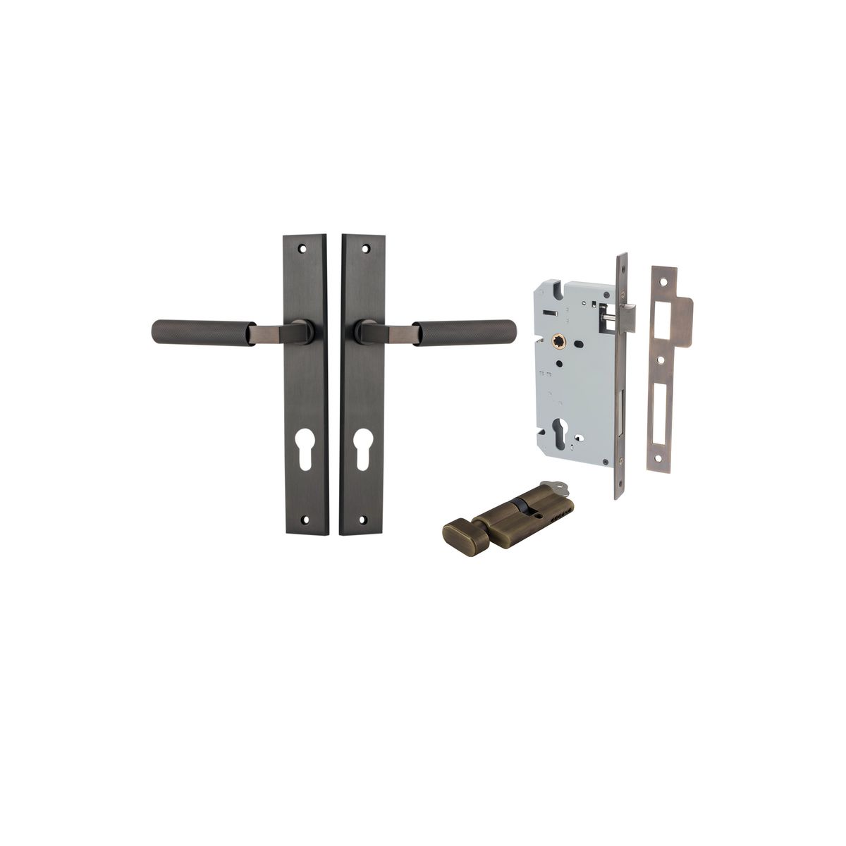 10752KENTR60KT - Brunswick Lever - Rectangular Backplate Entrance Kit with High Security Lock - Signature Brass - Entrance