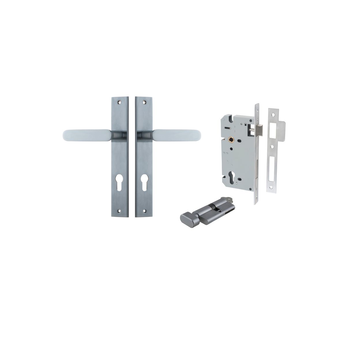 12248KENTR60KT - Bronte Lever - Rectangular Backplate Entrance Kit with High Security Lock - Brushed Chrome - Entrance