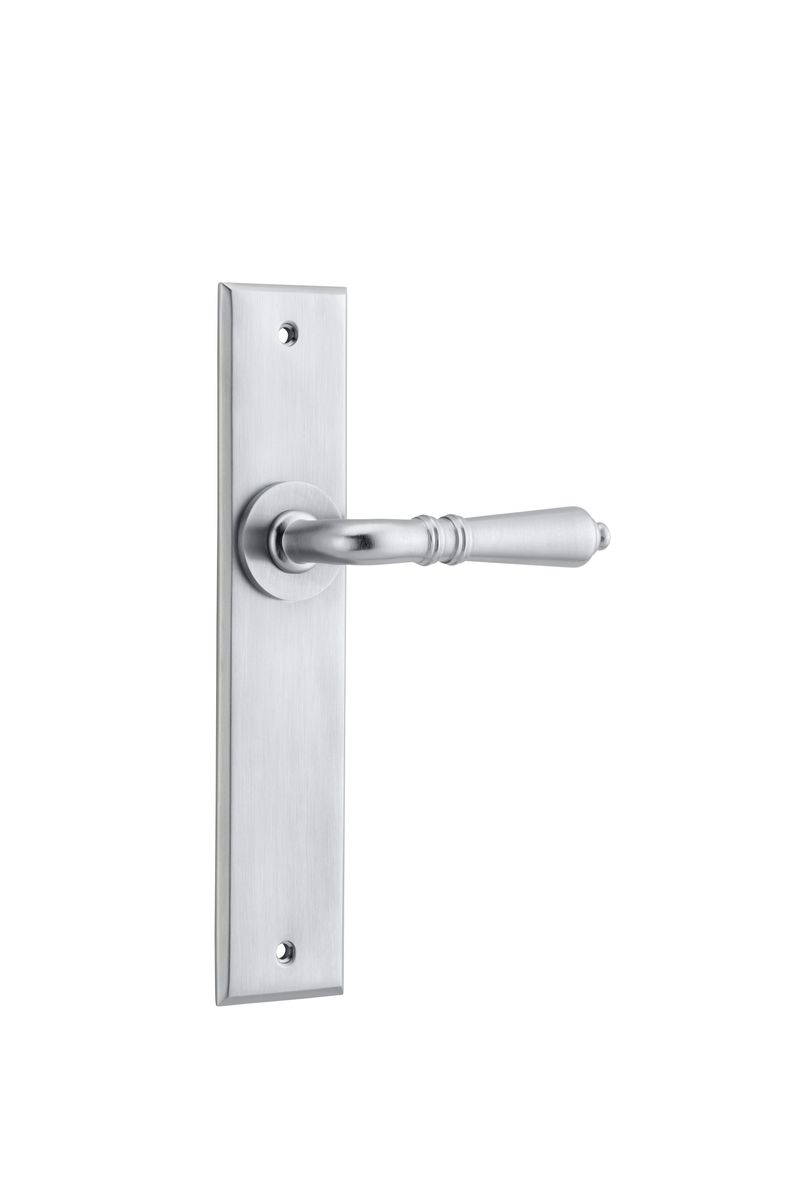 12280 - Sarlat Lever - Chamfered Backplate - Brushed Chrome - Passage