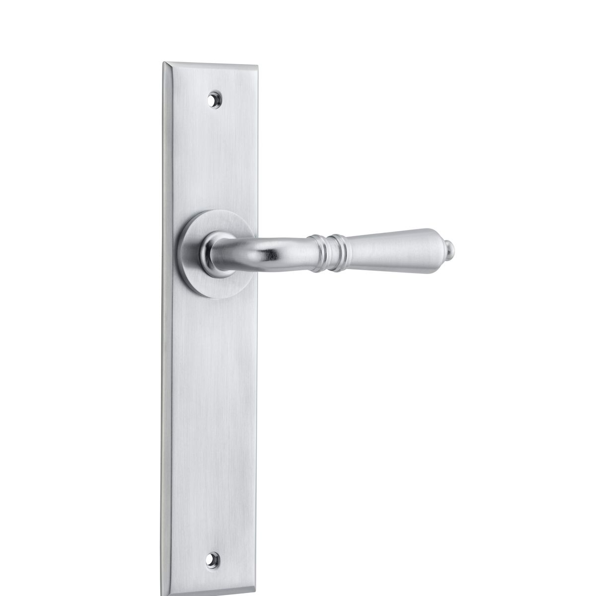 12280 - Sarlat Lever - Chamfered Backplate - Brushed Chrome - Passage