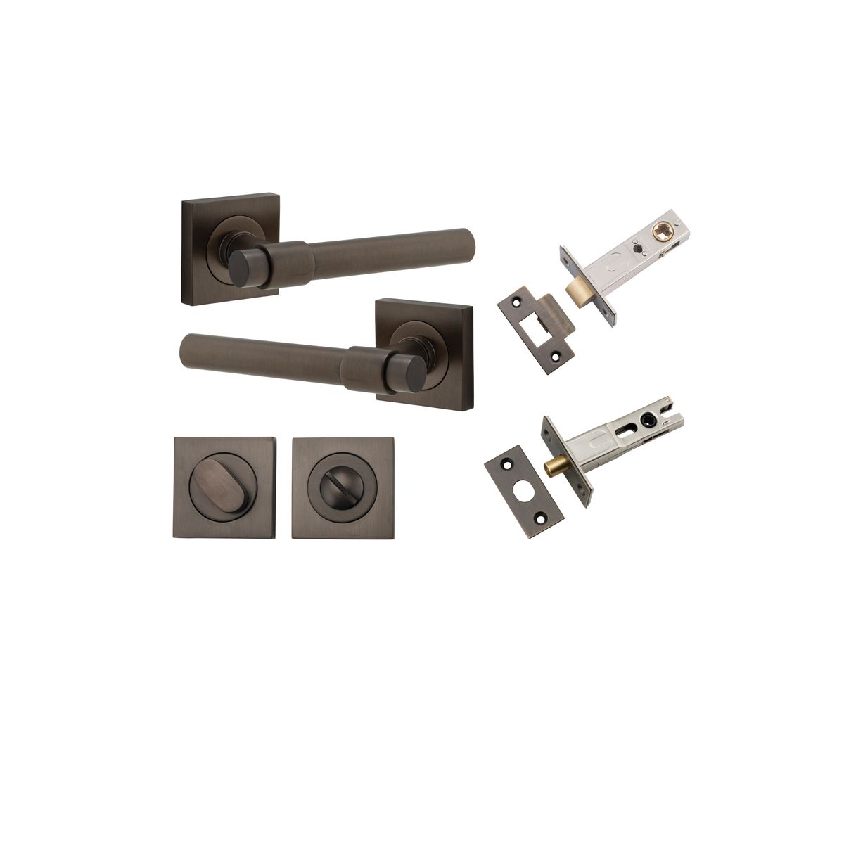 21201KPRIV60 - Helsinki Lever - Square Rose Privacy Kit with Separate Privacy Turn - Signature Brass - Privacy