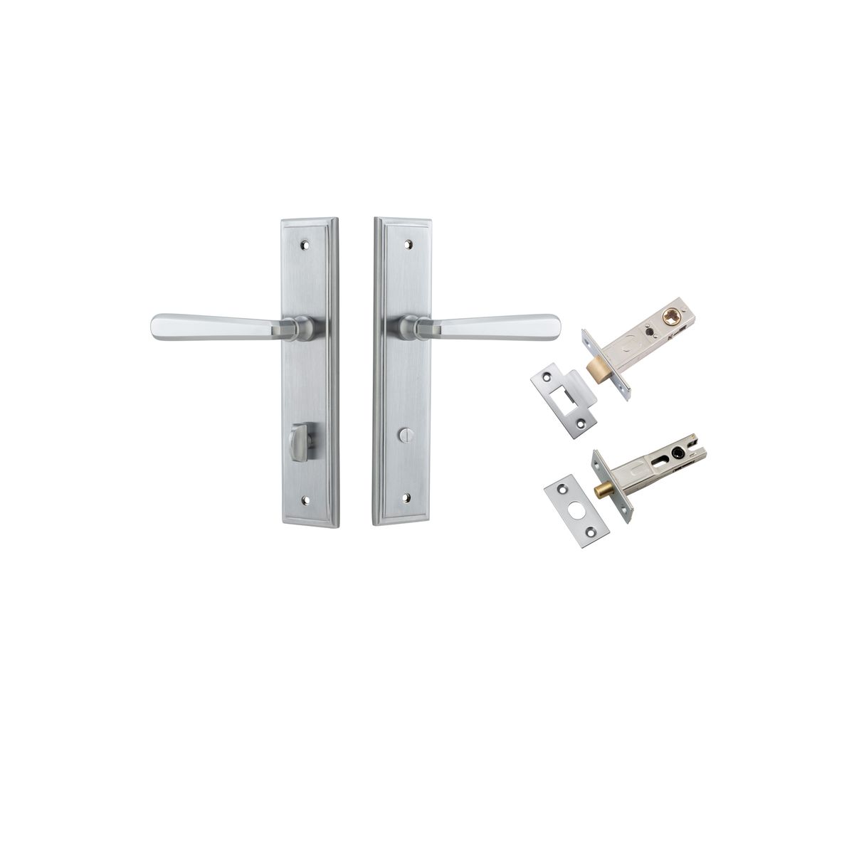 12378KPRIV60 - Copenhagen Lever - Steppedd Backplate Privacy Kit with Privacy Turn - Brushed Chrome - Privacy