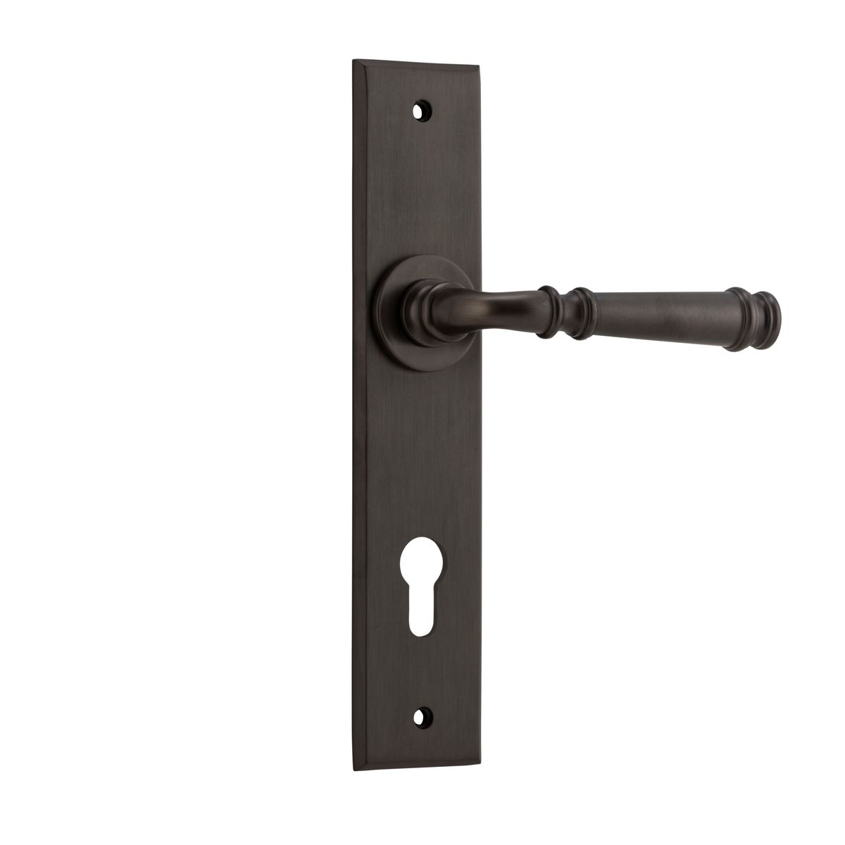 10786E85 - Verona Lever - Chamfered Backplate - Signature Brass - Entrance
