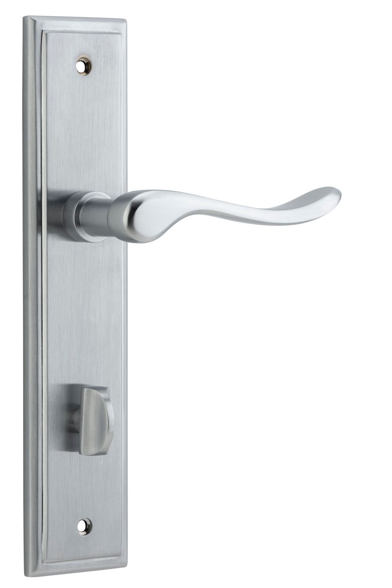 12426P85 - Stirling Lever - Stepped Backplate - Brushed Chrome - Privacy