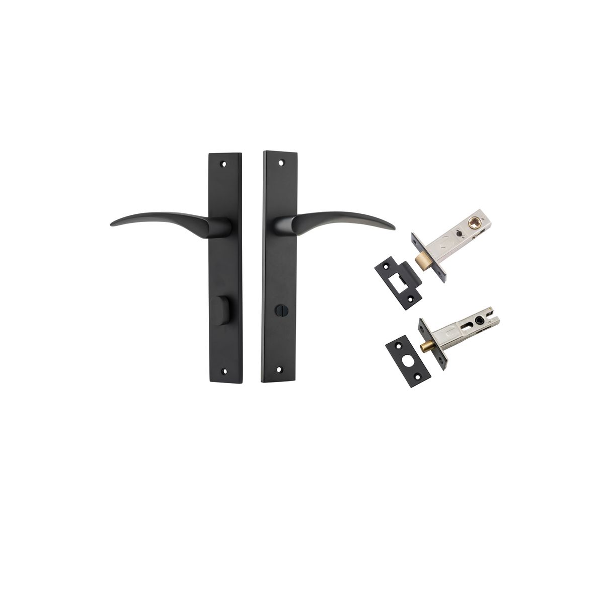 12704KPRIV60 - Oxford Lever - Rectangular Backplate Privacy Kit with Privacy Turn - Matt Black - Privacy