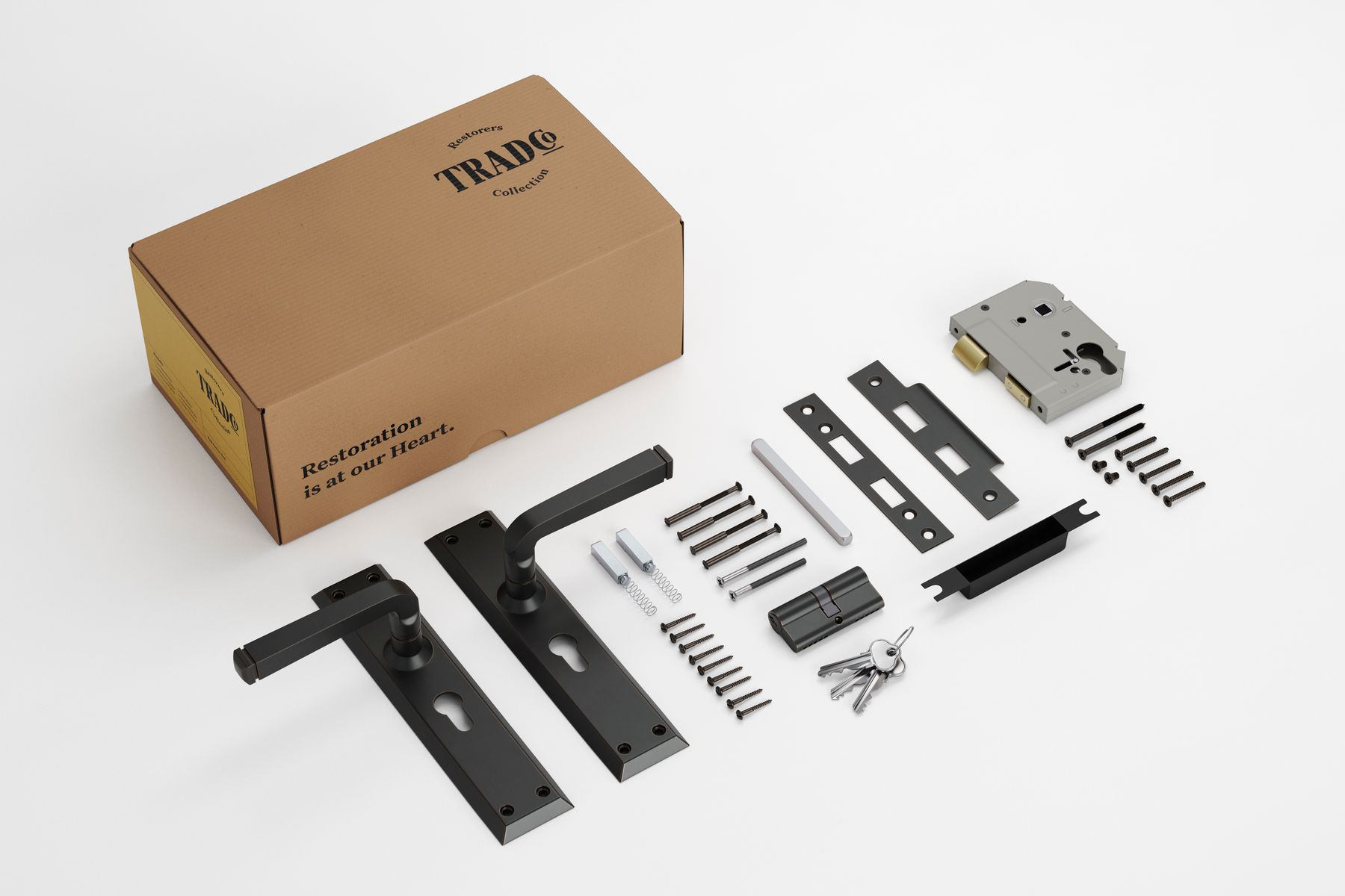 Menton Lever - Long Backplate Entrance Set with High Security Lock