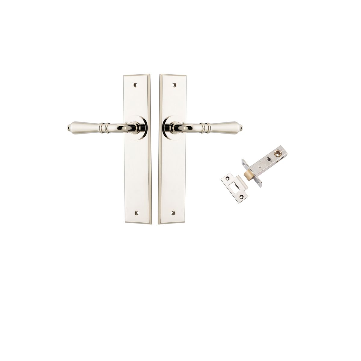 14280KPASS60 - Sarlat Lever - Chamfered Backplate Passage Kit - Polished Nickel - Passage