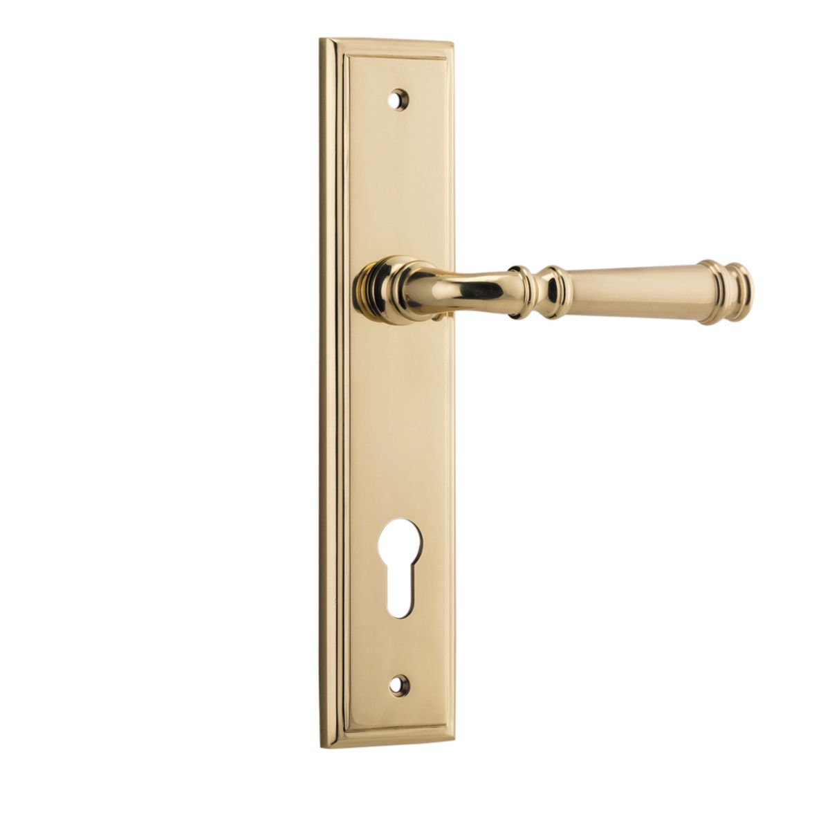 10242E85 - Verona Lever - Stepped Backplate - Polished Brass - Entrance
