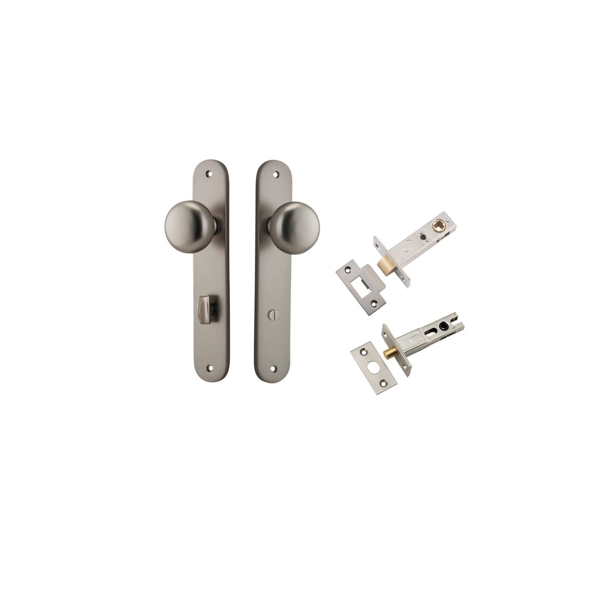 14834KPRIV60 - Cambridge Knob - Oval Backplate Privacy Kit with Privacy Turn - Satin Nickel - Privacy
