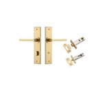 15282KPRIV60 - Baltimore Lever - Chamfered Backplate Privacy Kit with Privacy Turn - Brushed Brass - Privacy