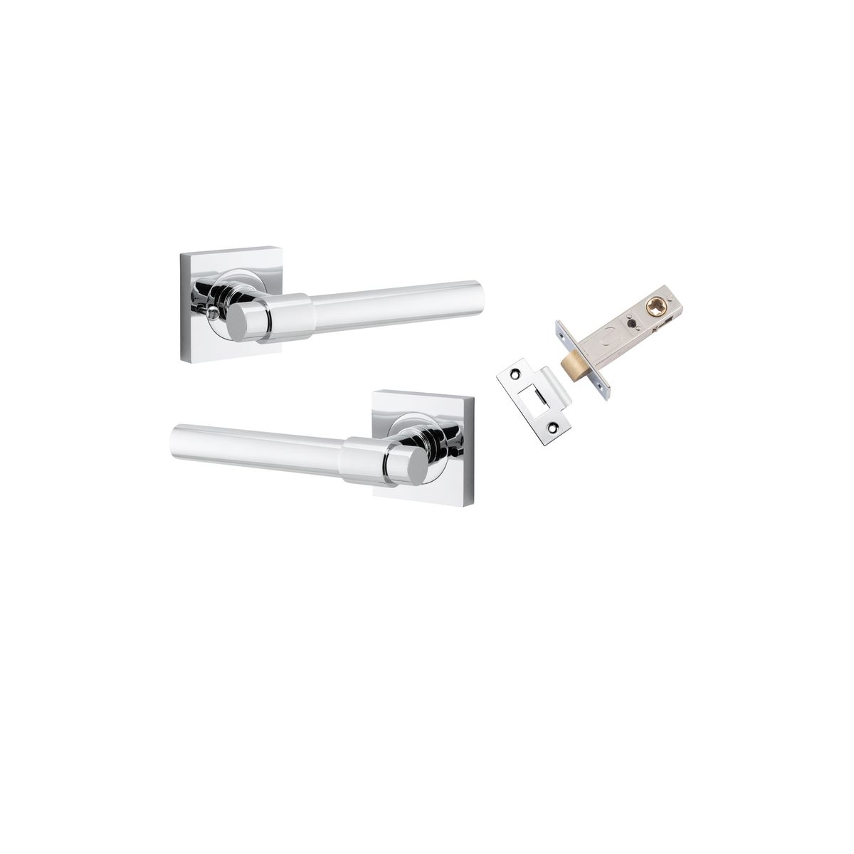 21204KIBPRIV60 - Helsinki Lever - Square Rose (Inbuilt Privacy) - Polished Chrome - Privacy