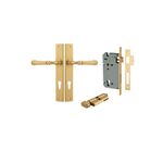 13206KENTR60KT - Verona Lever - Rectangular Backplate Entrance Kit with High Security Lock - Brushed Brass - Entrance