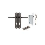 13732KENTR60KT - Annecy Lever - Oval Backplate Entrance Kit with High Security Lock - Distressed Nickel - Entrance