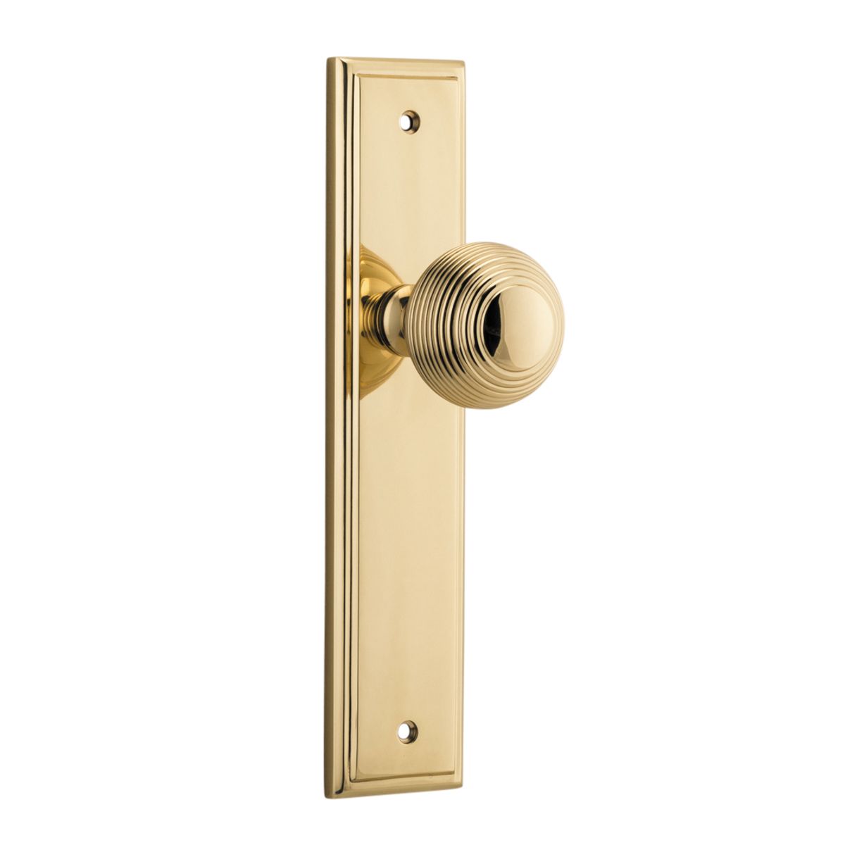 10342 - Guildford Knob - Stepped Backplate - Polished Brass - Passage