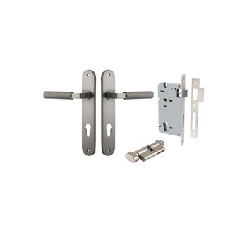 Brunswick Lever - Oval Backplate Entrance Kit with High Security Lock