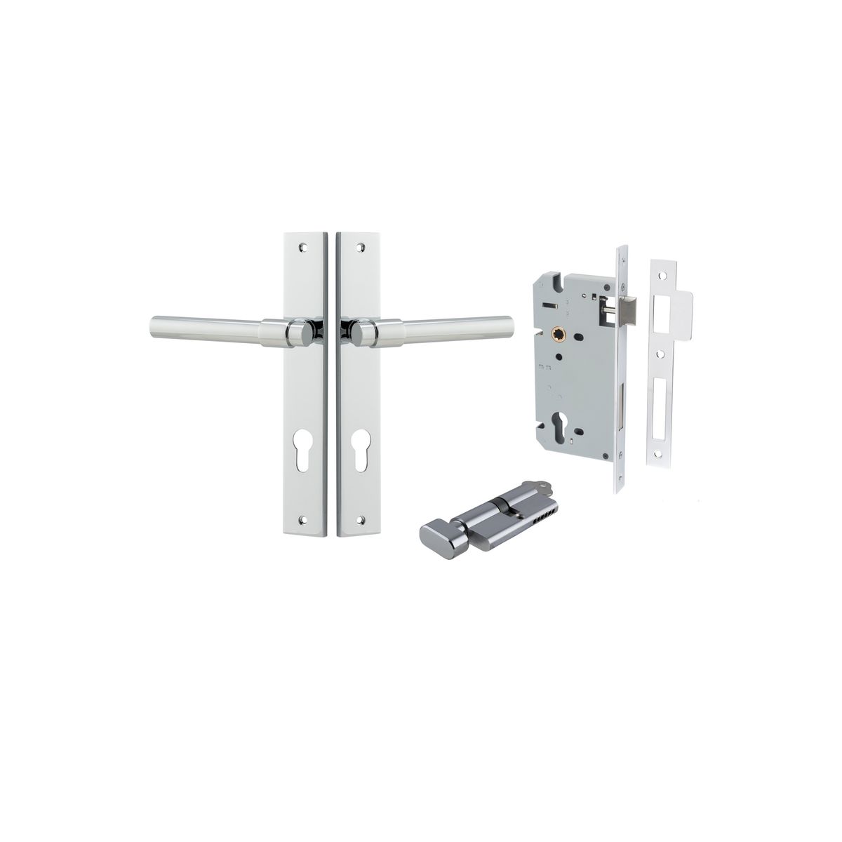 11896KENTR60KT - Helsinki Lever - Rectangular Backplate Entrance Kit with High Security Lock - Polished Chrome - Entrance