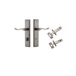 13926KPRIV60 - Stirling Lever - Stepped Backplate Privacy Kit with Privacy Turn - Distressed Nickel - Privacy