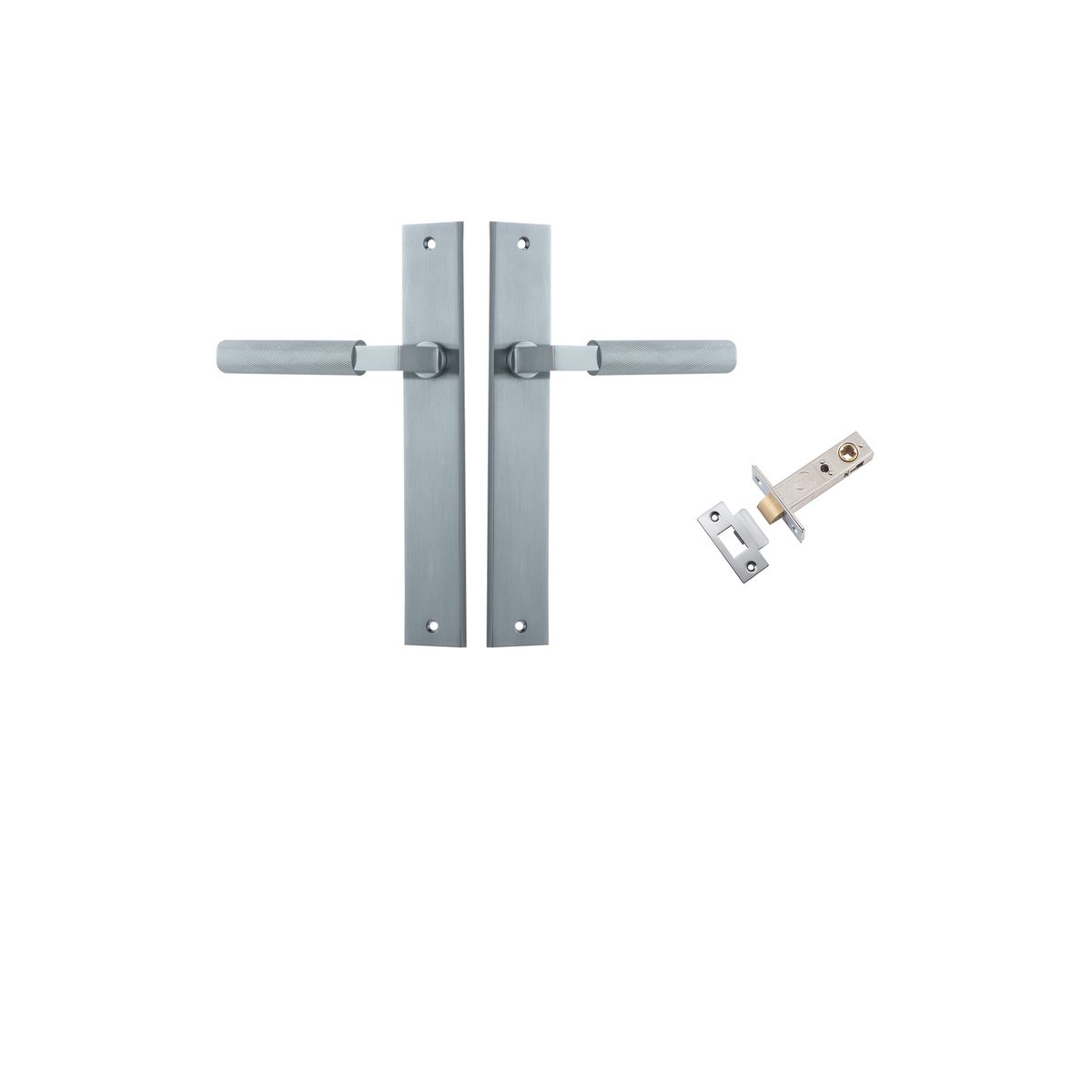 12252KPASS60 - Brunswick Lever - Rectangular Backplate Passage Kit - Brushed Chrome - Passage
