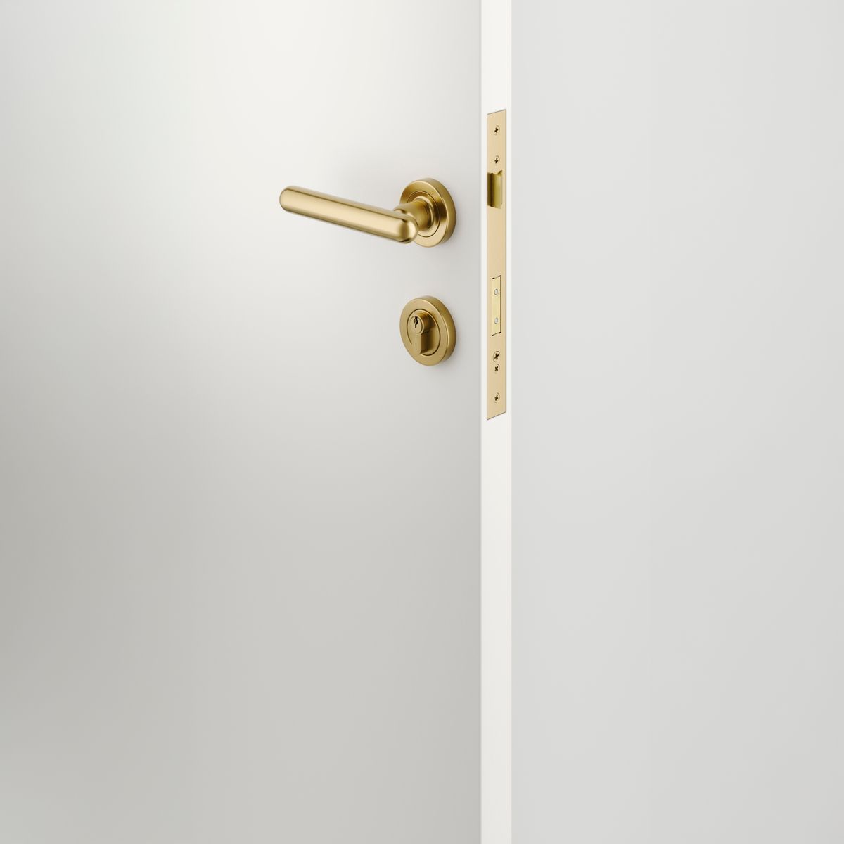 24000KENTR60KK - Puerto Lever - Round Rose Entrance Kit with Separate High Security Lock - Brushed Gold PVD - Entrance