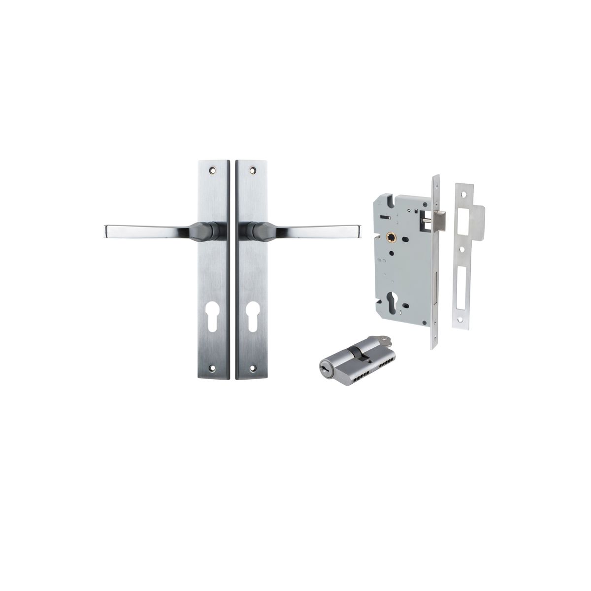 12208KENTR60KK - Annecy Lever - Rectangular Backplate Entrance Kit with High Security Lock - Brushed Chrome - Entrance