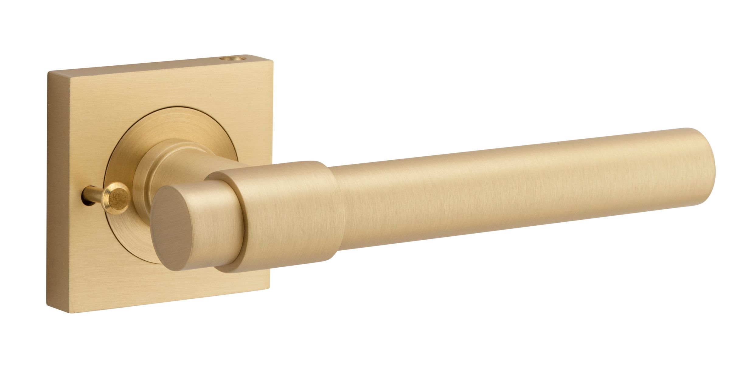 21206KIBPRIV60 - Helsinki Lever - Square Rose (Inbuilt Privacy) - Brushed Brass - Privacy