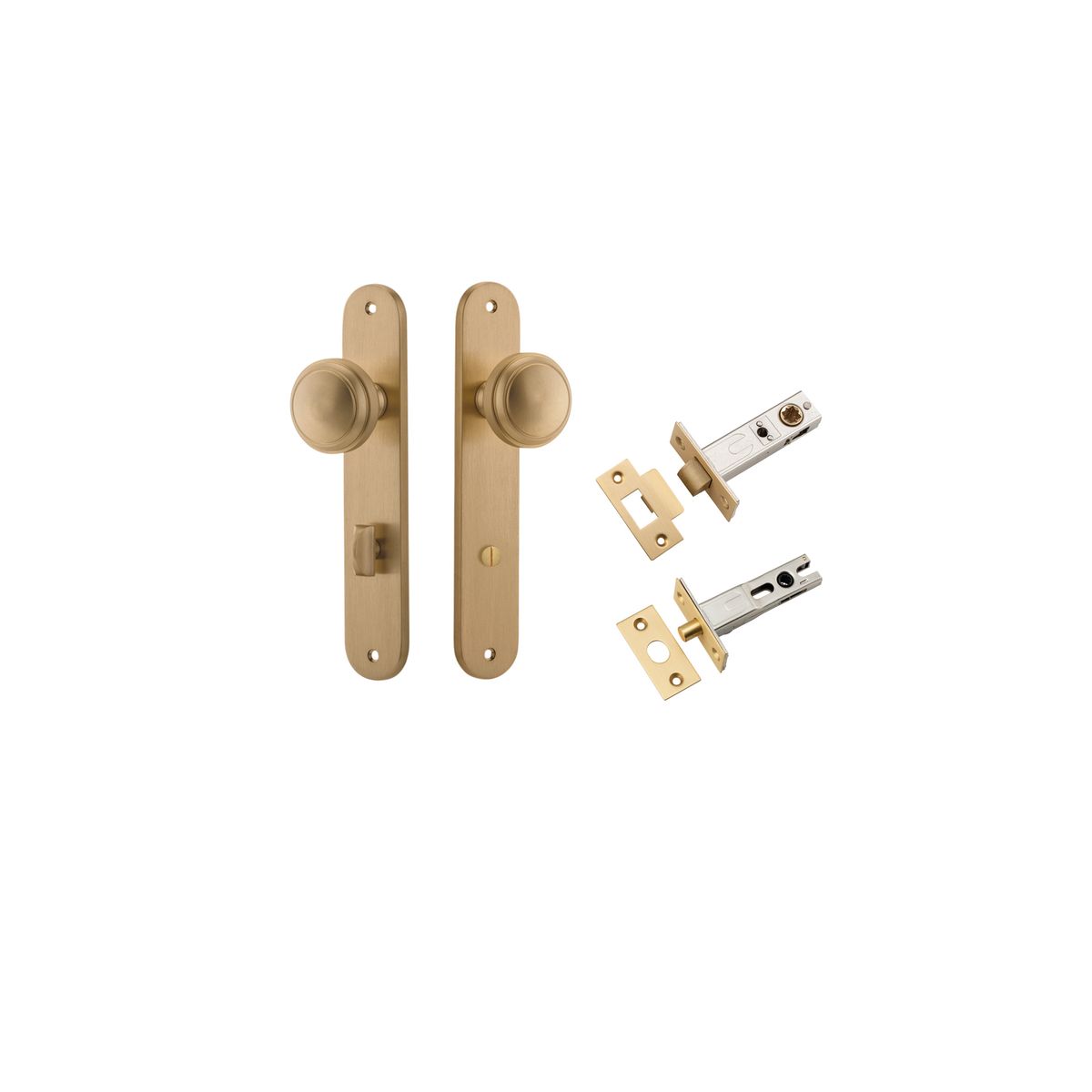 15332KPRIV60 - Paddington Knob - Oval Backplate Privacy Kit with Privacy Turn - Brushed Brass - Privacy