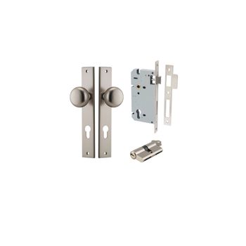 Cambridge Knob - Rectangular Backplate Entrance Kit with High Security Lock