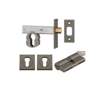 Euro Mortice Deadbolt Kit - 60mm Backset with Square Euro Escutcheon Key/Key