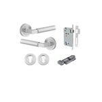 0345KENTR60KT - Berlin Lever - Round Rose Entrance Kit with High Security Lock - Brushed Chrome - Entrance