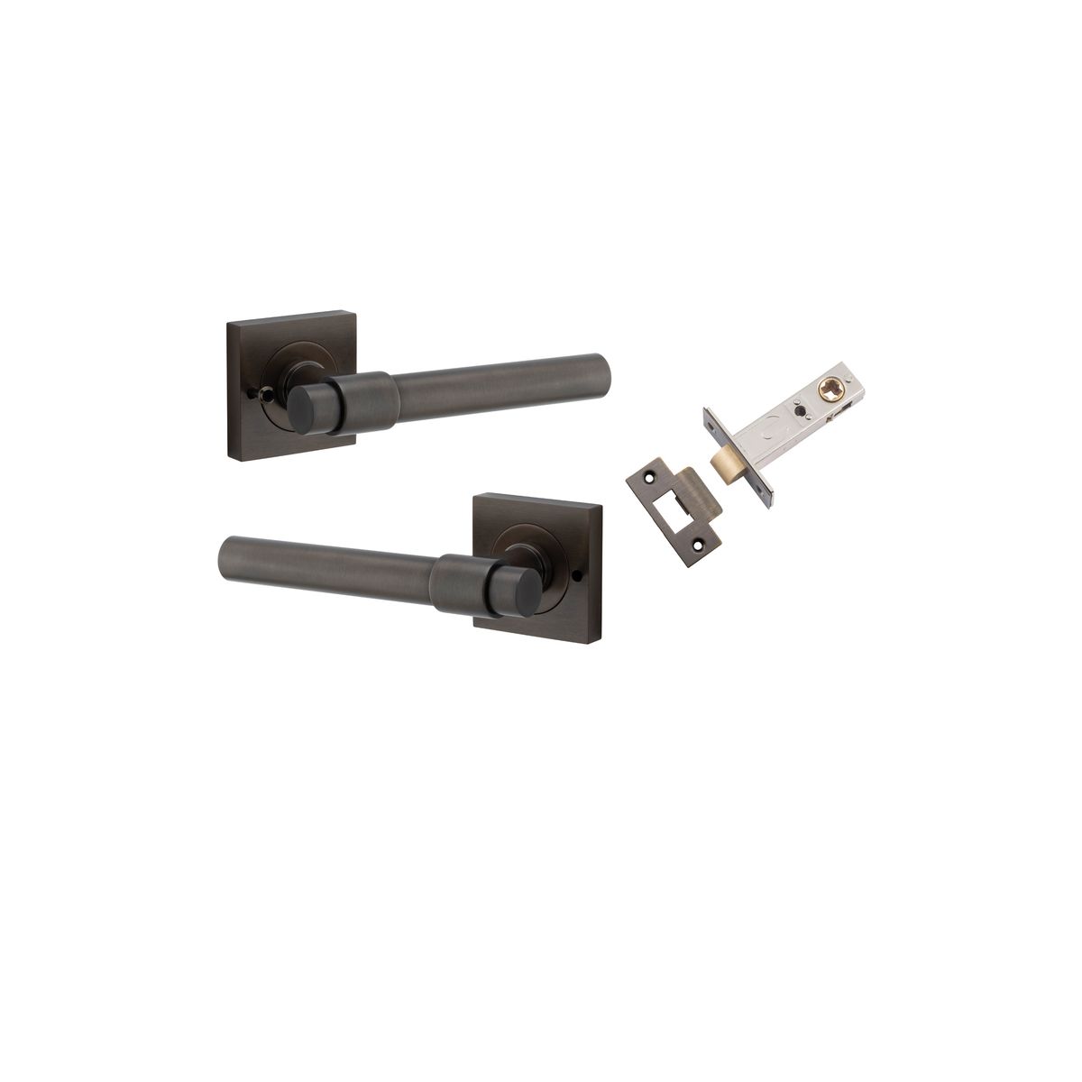 21201KIBPRIV60 - Helsinki Lever - Square Rose (Inbuilt Privacy) - Signature Brass - Privacy