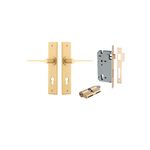 15258KENTR60KT - Como Lever - Chamfered Backplate Entrance Kit with High Security Lock - Brushed Brass - Entrance