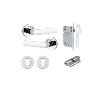 Osaka Lever - Round Rose Entrance Kit with Separate High Security Lock