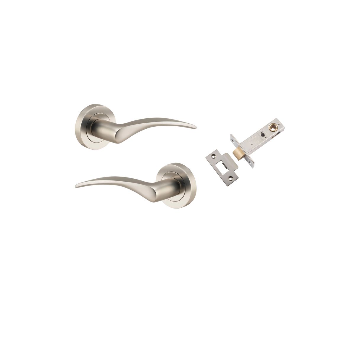 9229KPASS60 - Oxford Lever - Round Rose Passage Kit - Satin Nickel - Passage
