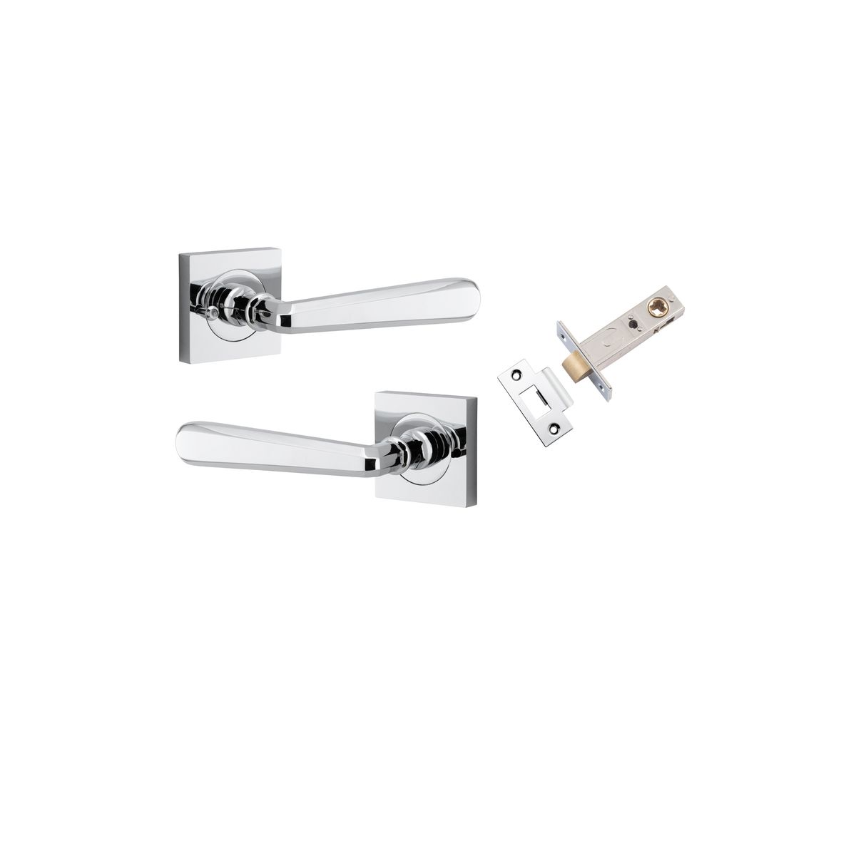 21194KIBPRIV60 - Copenhagen Lever - Square Rose (Inbuilt Privacy) - Polished Chrome - Privacy