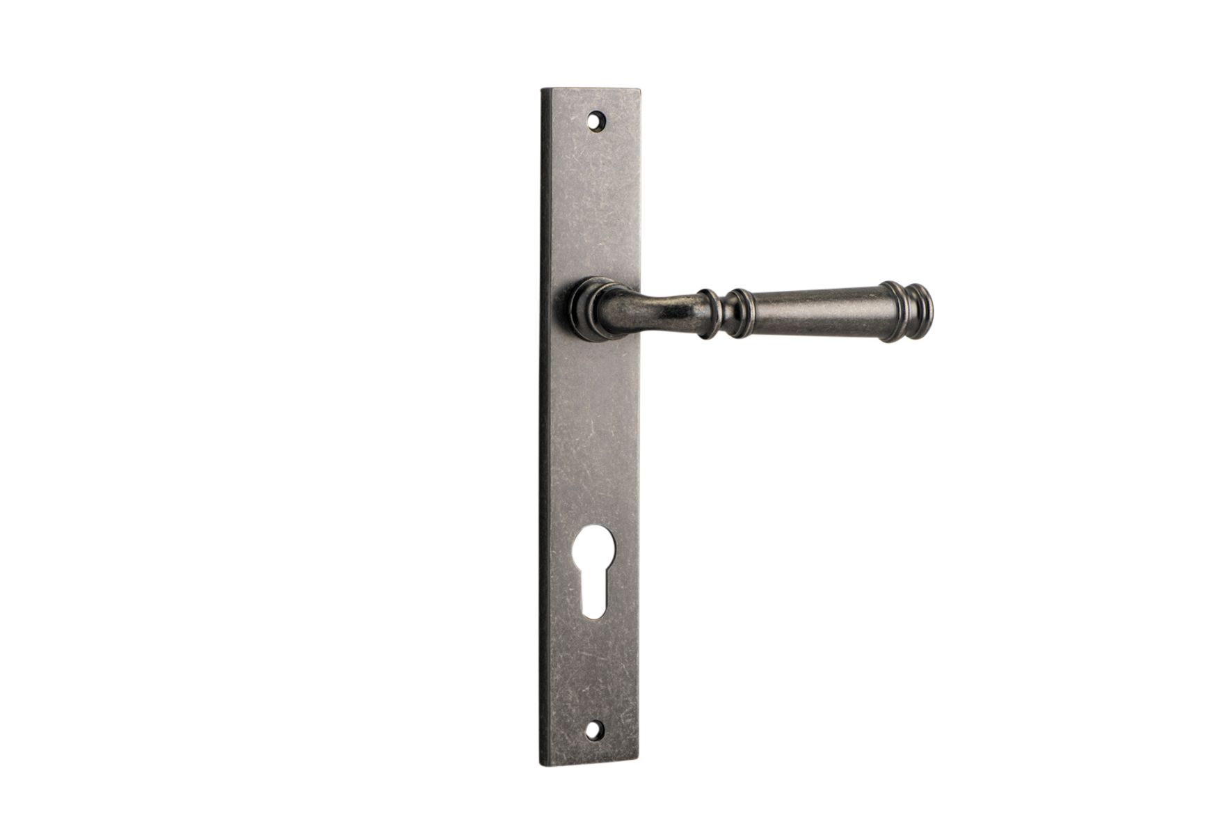 13706E85 - Verona Lever - Rectangular Backplate - Distressed Nickel - Entrance