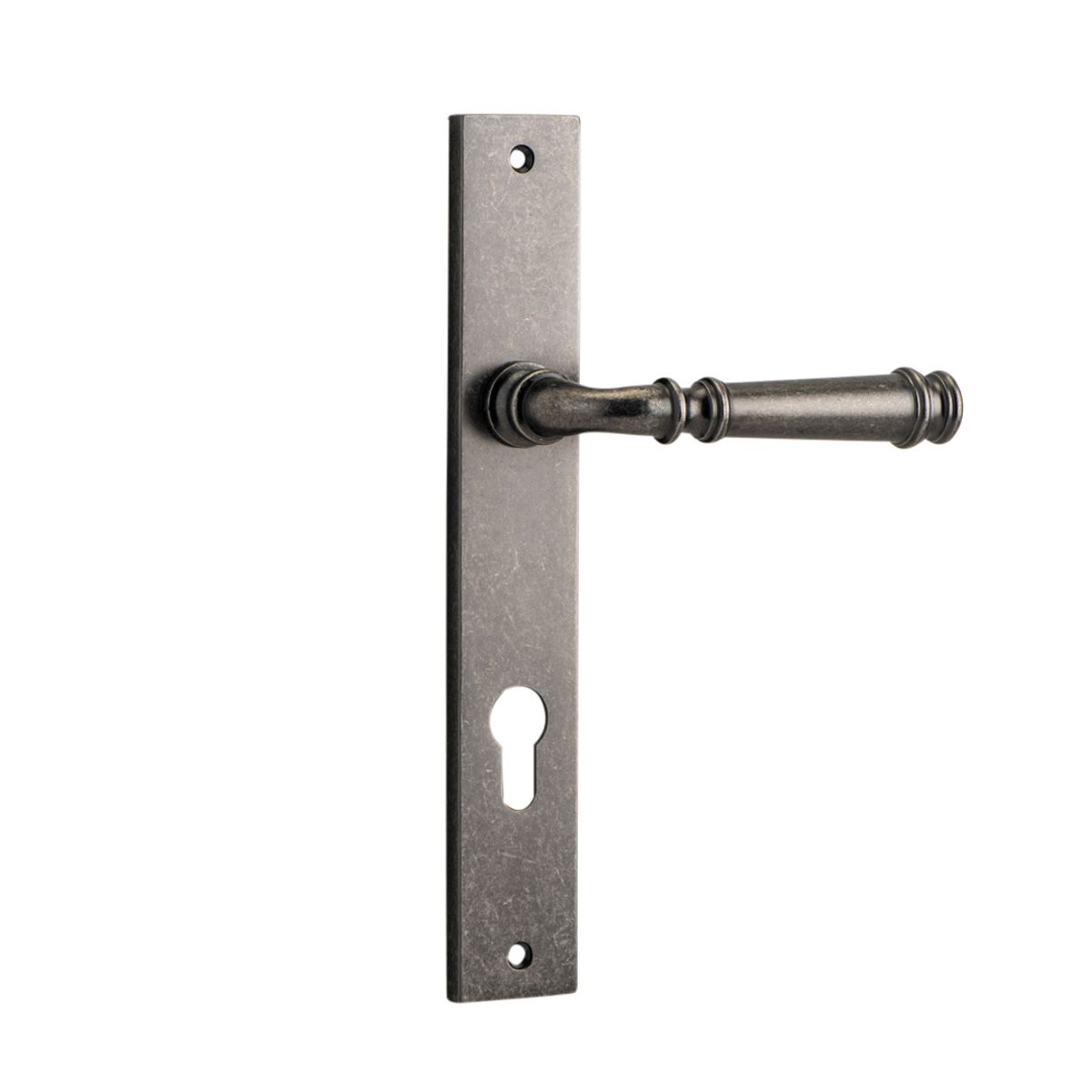 13706E85 - Verona Lever - Rectangular Backplate - Distressed Nickel - Entrance
