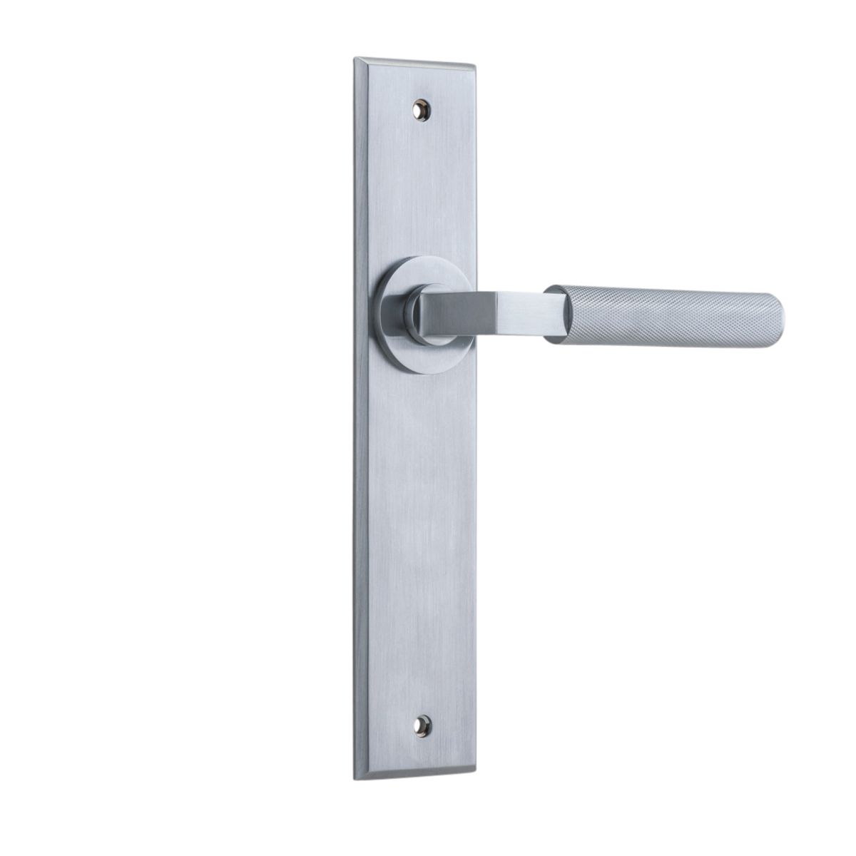 12296 - Brunswick Lever - Chamfered Backplate - Brushed Chrome - Passage
