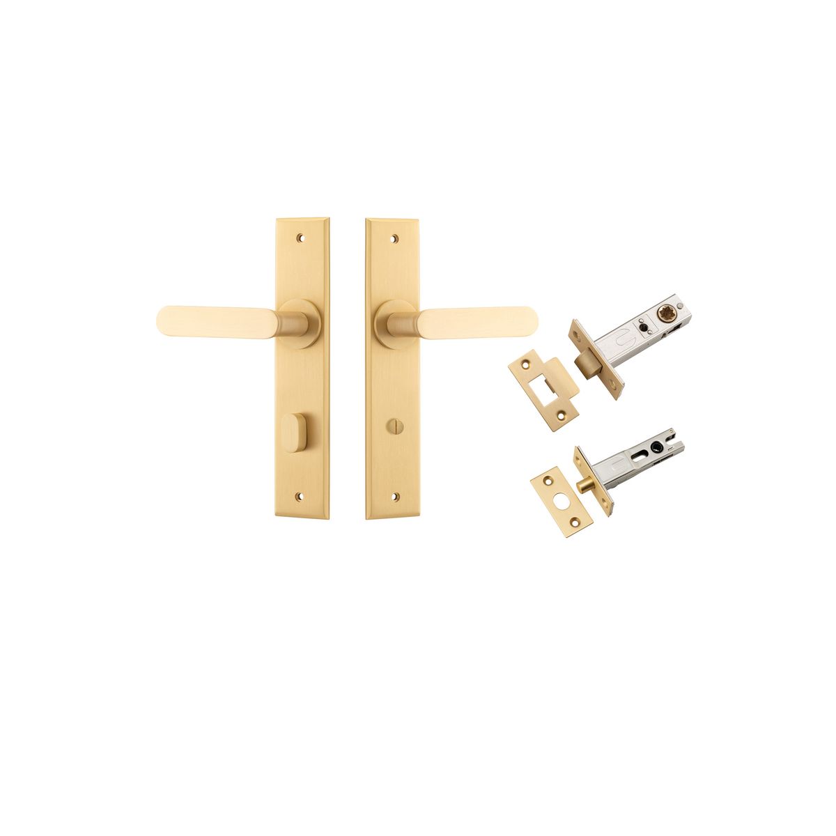 15284KPRIV60 - Bronte Lever - Chamfered Backplate Privacy Kit with Privacy Turn - Brushed Brass - Privacy