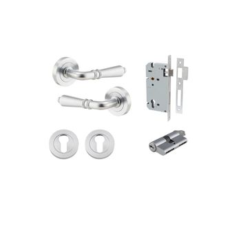 Sarlat Lever - Round Rose Entrance Kit with Separate High Security Lock