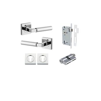 Berlin Lever - Square Rose Entrance Kit with High Security Lock