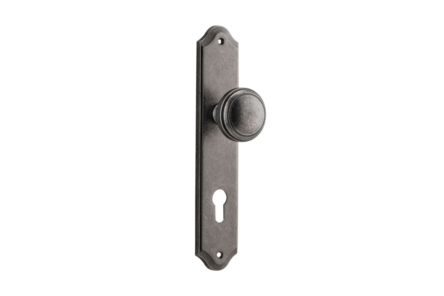 13826E85 - Paddington Knob - Shouldered Backplate - Distressed Nickel - Entrance