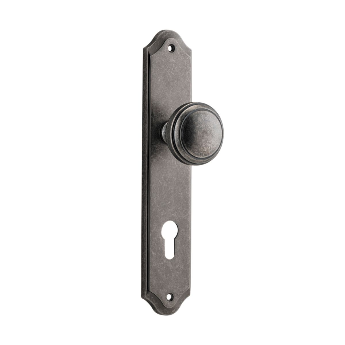 13826E85 - Paddington Knob - Shouldered Backplate - Distressed Nickel - Entrance