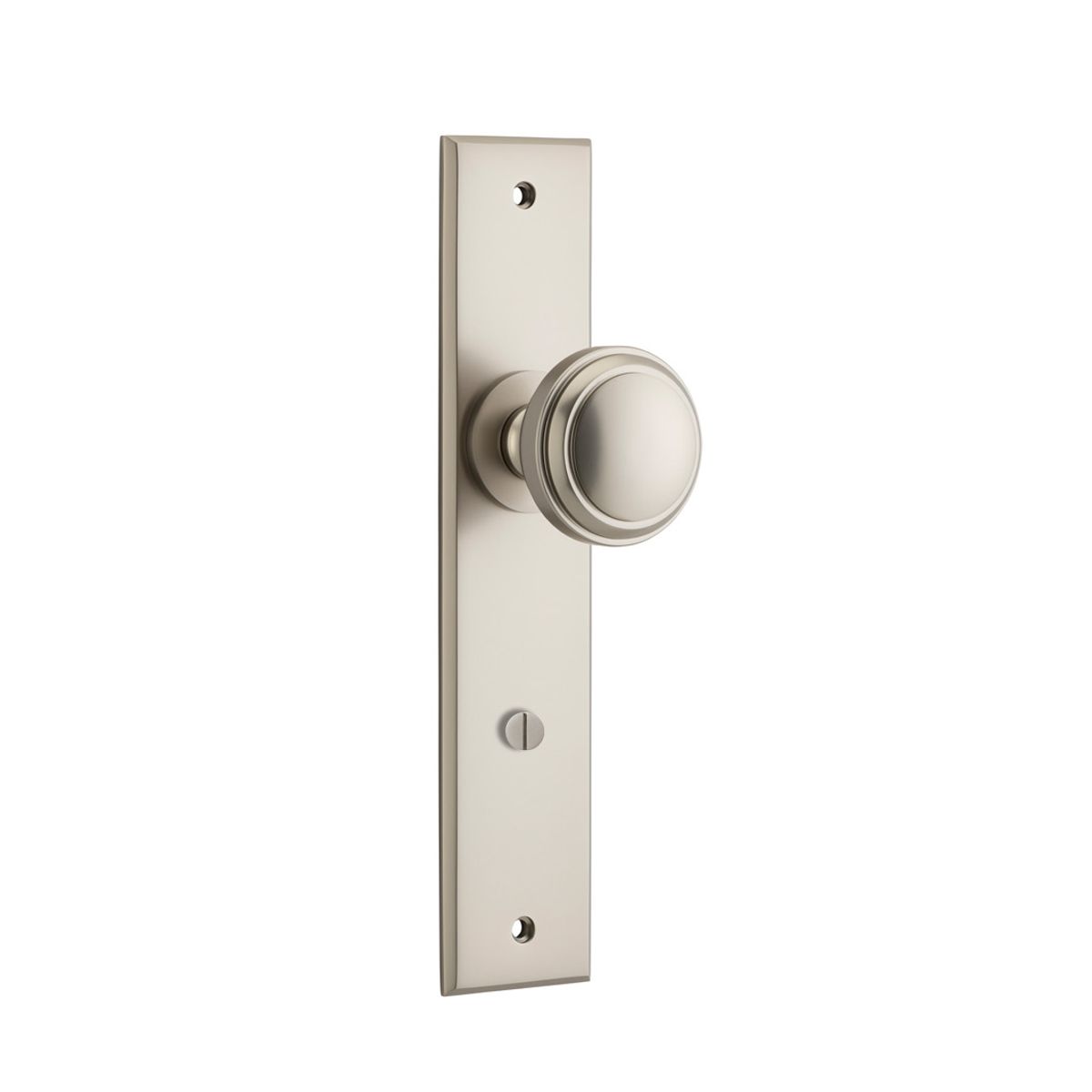 14831P85 - Paddington Knob - Chamfered Backplate - Satin Nickel - Privacy
