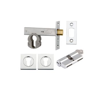 Euro Mortice Deadbolt Kit - 70mm Backset with Square Euro Escutcheon Key/Key