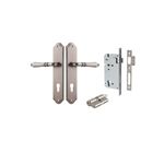 13712KENTR60KK - Sarlat Lever - Shouldered Backplate Entrance Kit with High Security Lock - Distressed Nickel - Entrance