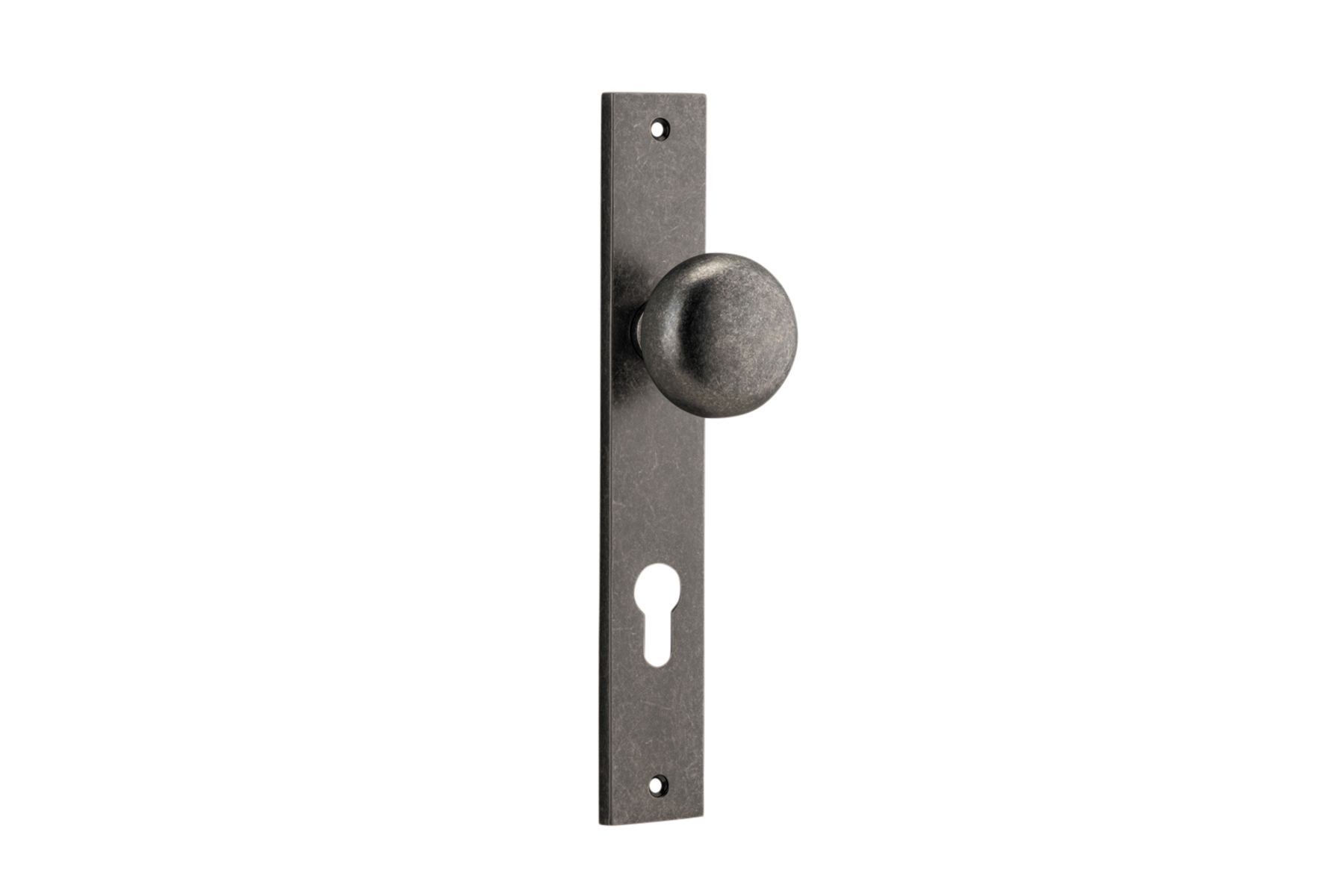 13822E85 - Cambridge Knob - Rectangular Backplate - Distressed Nickel - Entrance
