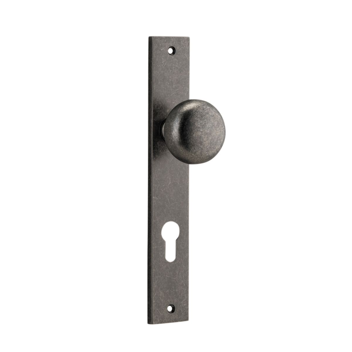 13822E85 - Cambridge Knob - Rectangular Backplate - Distressed Nickel - Entrance
